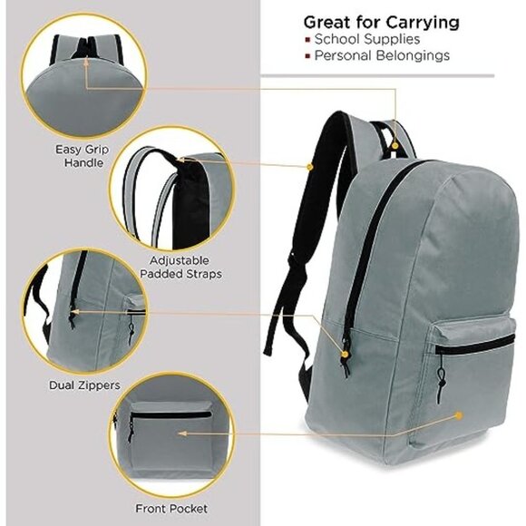NWT Classic Backpack‎ in Dark Gray - 17" - Picture 8 of 9